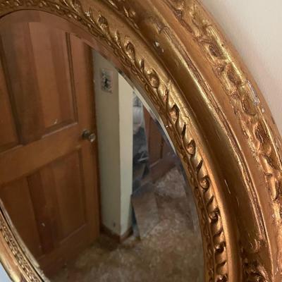 Gold Oval Wooden Framed Wall Mirror