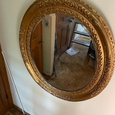 Gold Oval Wooden Framed Wall Mirror