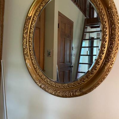 Gold Oval Wooden Framed Wall Mirror