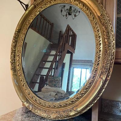 Gold Oval Wooden Framed Wall Mirror