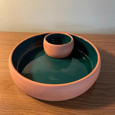 Terracotta Chip / Dip Server and Large Serving Plate