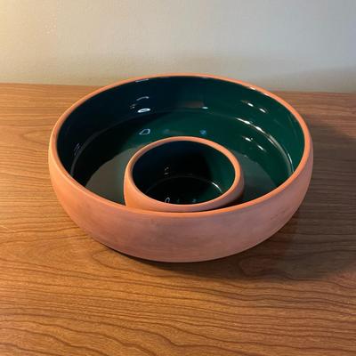 Terracotta Chip / Dip Server and Large Serving Plate