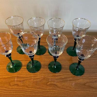 Vintage Cobalt Blue and Green Wine Glasses