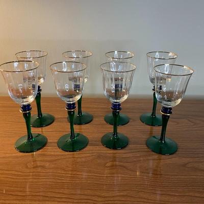 Vintage Cobalt Blue and Green Wine Glasses