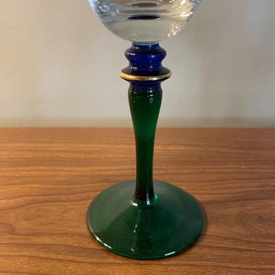 Vintage Cobalt Blue and Green Wine Glasses