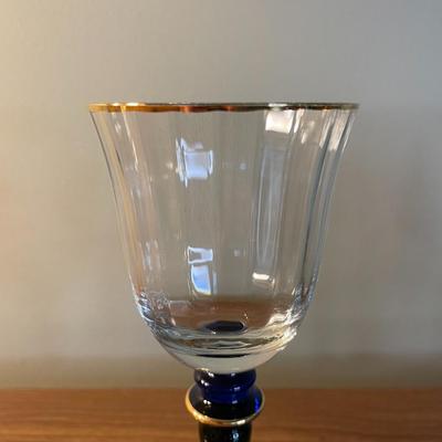 Vintage Cobalt Blue and Green Wine Glasses