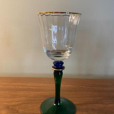 Vintage Cobalt Blue and Green Wine Glasses