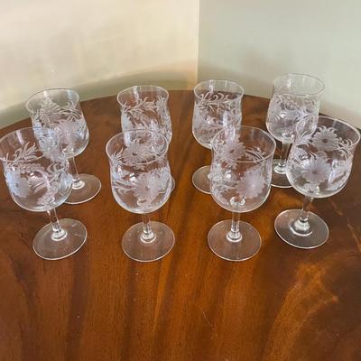 Vintage Flower Etched Cocktail Glasses