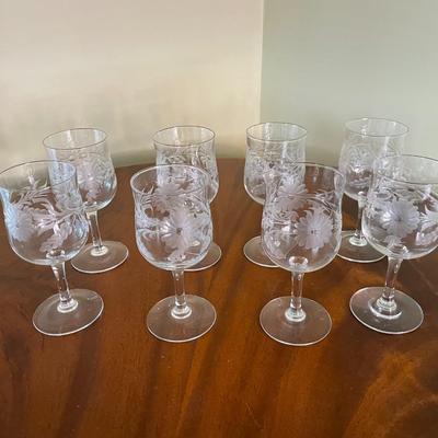 Vintage Flower Etched Cocktail Glasses