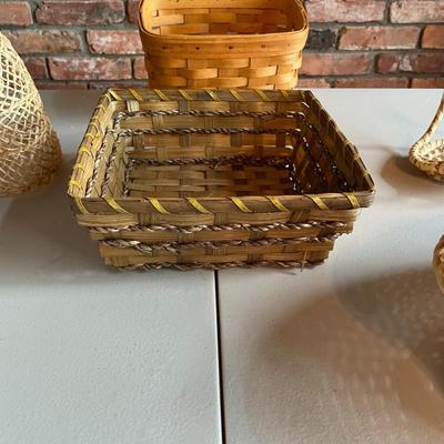 Lot of Wicker Baskets and Figurine