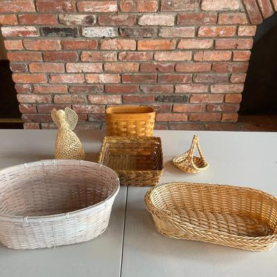 Lot of Wicker Baskets and Figurine