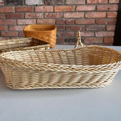Lot of Wicker Baskets and Figurine