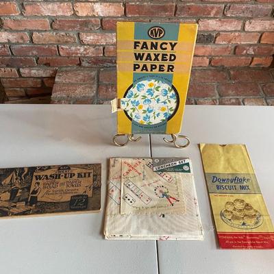 Vintage 1920 Vintage Travel Soap and Paper Towels, 1930s Wax Paper and Other Items