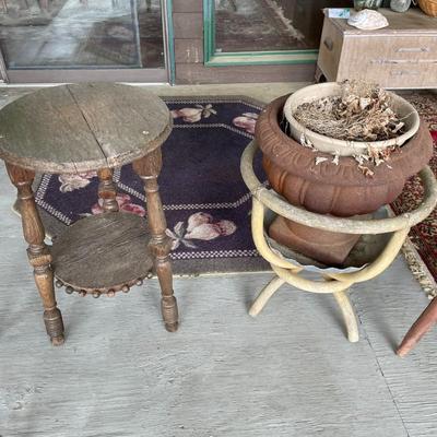 Lot of Outdoor Wooden Furniture and Planter items