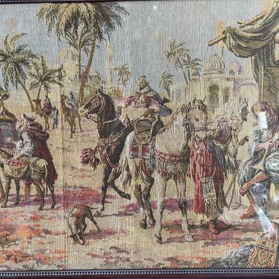 Vintage Middle Eastern Arab Traders Scene Wall Hanging Tapestry