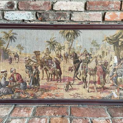 Vintage Middle Eastern Arab Traders Scene Wall Hanging Tapestry