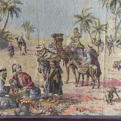 Vintage Middle Eastern Arab Traders Scene Wall Hanging Tapestry