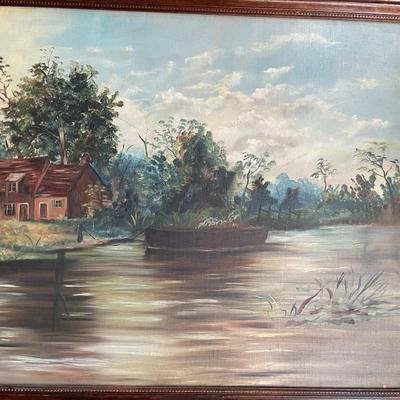 Vintage Landscape Oil Painting on Canvas