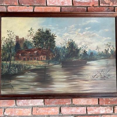 Vintage Landscape Oil Painting on Canvas