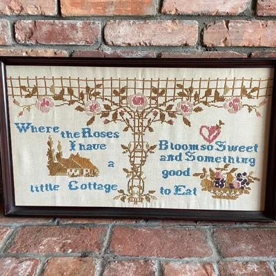 Vintage Embroidery/ Cross Stitch Framed Wall Art