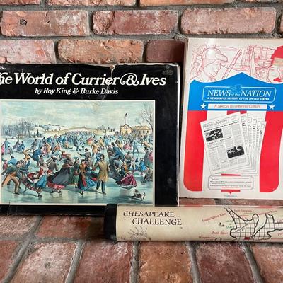Vintage "The World of Currier & Ives" by Roy King & Burke Davis. Vintage News of The Nation A Special Bicentennial...