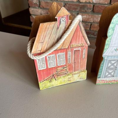 Lot of Wooden House Shaped Totes