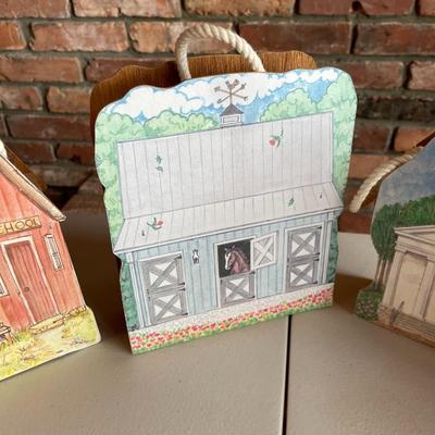 Lot of Wooden House Shaped Totes