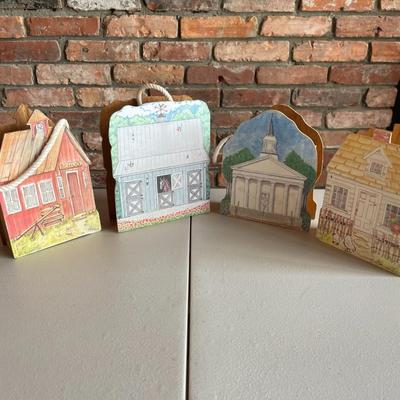 Lot of Wooden House Shaped Totes