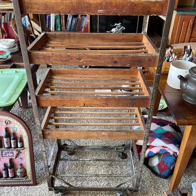 Vintage Wood and Iron Baker's Rack