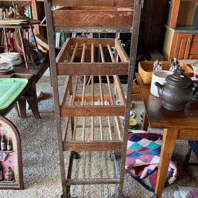 Vintage Wood and Iron Baker's Rack