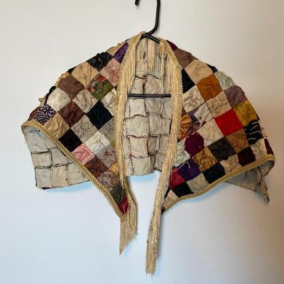 Vintage Quilted Cape with Gold Fringes