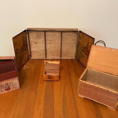 Lot of Wooden/ Wicker Trinket Boxes