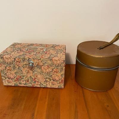 Two Christian Dior Women's Hats, Sewing Box, Hat Box
