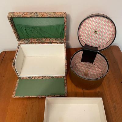 Two Christian Dior Women's Hats, Sewing Box, Hat Box