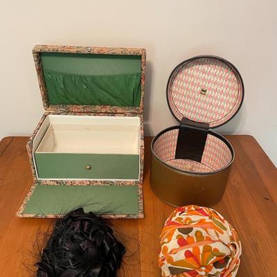 Two Christian Dior Women's Hats, Sewing Box, Hat Box