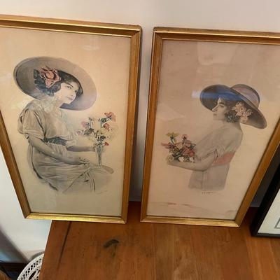 Lot of 5 Vintage Framed Prints