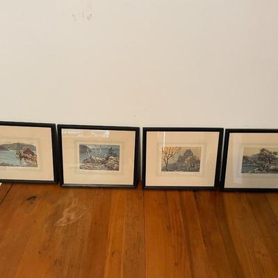 Lot of 4 Vintage Framed Prints