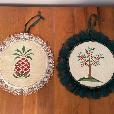 2 Needlepoint Decorative Wall Art