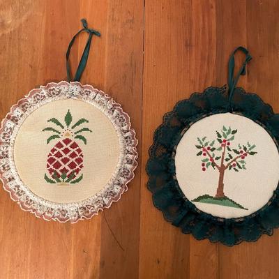 2 Needlepoint Decorative Wall Art