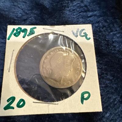 1895 BABER QUARTER D VG SILVER U S COIN