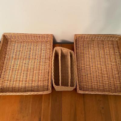 Lot of Vintage Rattan storage Trays and Bins