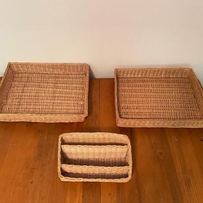 Lot of Vintage Rattan storage Trays and Bins