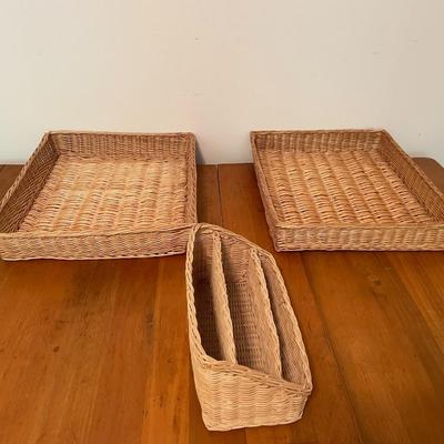 Lot of Vintage Rattan storage Trays and Bins