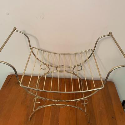 Vintage Gilt Metal Vanity Seat with Cusion