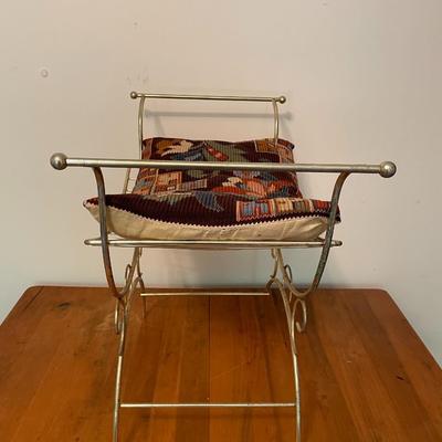 Vintage Gilt Metal Vanity Seat with Cusion