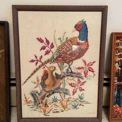 Lot of Vintage Cross Stitch Framed Art