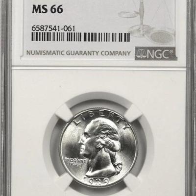 1939 Quarter P MS66 NGC silve U S .25c
