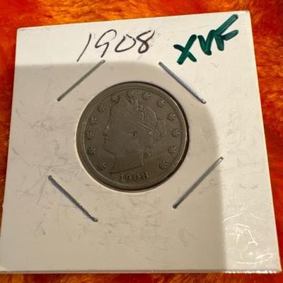 1908 V NICKLE XVF U S COIN .5c