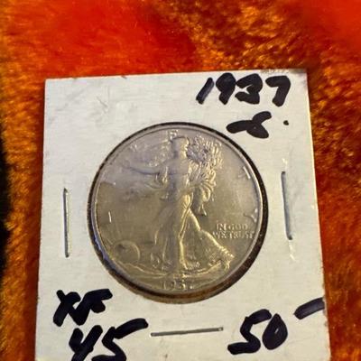 1937 S WALKING LIBERTY HALF DOLLAR .50c XF