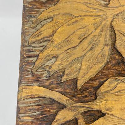 Antique FLEMISH Poinsettia Wooden Box with hinged lid